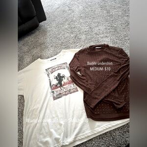 Wrangler Oversized Shirt- SMALL- WHITE- $10 • Thin under shirt- MEDIUM- RED- $10